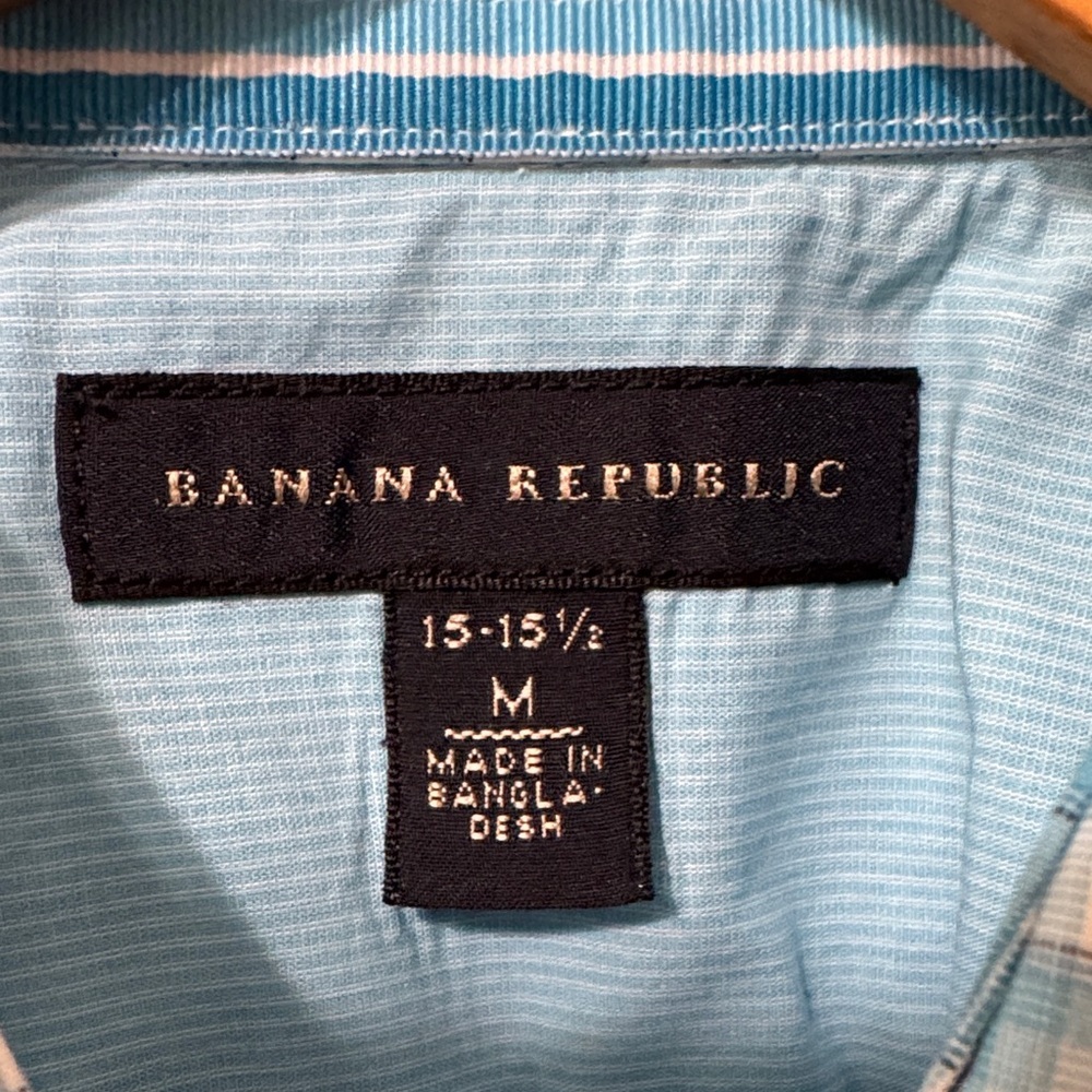 Banana Republic Aqua and White Plaid Shirt - Picture 2 of 8